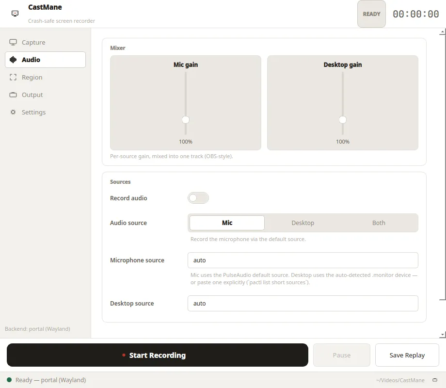 CastMane audio settings